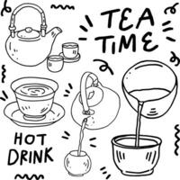 hand- getrokken thee tijd lijn voor Sjablonen. vector