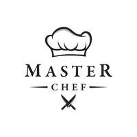 keuken logo ontwerp met creatief chef-kok hoed en Koken gebruiksvoorwerpen. logo voor restaurant, chef, bedrijf. vector