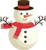 een vrolijk tekenfilm sneeuwman, een grillig winter beeldhouwwerk, gedurende de feestelijk seizoen van Kerstmis welke kon worden gebruikt net zo een groet kaart vector