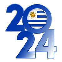 gelukkig nieuw jaar 2024 banier met Uruguay vlag binnen. vector illustratie.