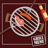 grillmenu met eten en vorken in vierkant frame vector