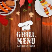 grillmenu met heerlijk eten op houten achtergrond vector