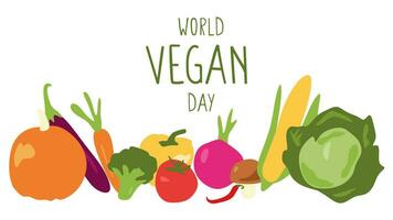 wereld veganistisch dag. geschikt voor poster, banier, groet kaart, sociaal media na, en meer. vlak vector illustratie.