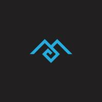 brief m blauw berg diamant lijn logo vector