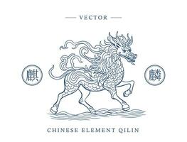 Chinese traditioneel kunst patroon eenhoorn qilin vector