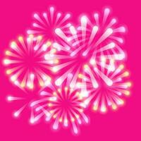 vuurwerk Aan roze achtergrond. vector illustratie. achtergrond voor verjaardagen, festivals, nieuw jaar en kerstmis.