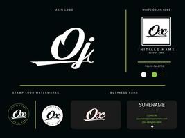 modern oj logo afbeelding, luxe kleding oj mode logo branding voor kleding vector