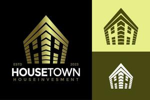 brief hh gebouw huis stad- logo ontwerp vector symbool icoon illustratie