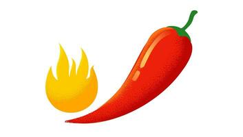 vector chili peper in retro stijl. vector wijnoogst embleem met rood Chili peper met vlam. logo van chili met brand in wijnoogst stijl.