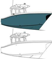 visvangst boot vector grafisch, lijn kunst, en één kleur