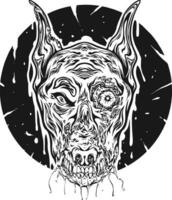 spookachtig zombie hoektand hoofd abstract monochroom vector illustraties voor uw werk logo, handelswaar t-shirt, stickers en etiket ontwerpen, poster, groet kaarten reclame bedrijf bedrijf of merken.