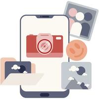 illustratie van de camera toepassing Aan een smartphone, de smartphone's functie is naar nemen afbeeldingen met de camera vector