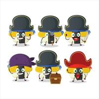 tekenfilm karakter van Tamago sushi met divers piraten emoticons vector