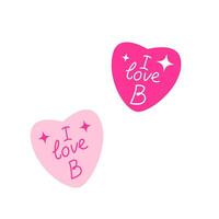 roze harten met belettering ik liefde b. schattig roze icoon. vector illustratie.
