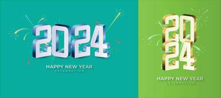 gemakkelijk en schoon ontwerp 3d gelukkig nieuw jaar 2024.kleurrijk helling getallen vector