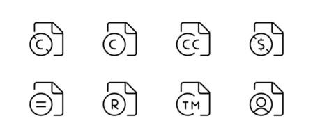 geregistreerd handelsmerk auteursrechten intellectueel eigendom van het dossier icoon teken. smartmark en handelsmerk Rechtsaf en licentie. bewerkbare hartinfarct. en geschikt voor web bladzijde, mobiel app, ui, ux ontwerp. vector