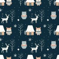 winter naadloos patroon met schattig Woud dieren. Scandinavisch Kerstmis patroon. winter achtergrond vector