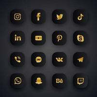 donkere verzameling sociale media-pictogrammen vector