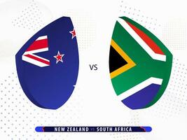 nieuw Zeeland vs zuiden Afrika laatste rugby wedstrijd, Internationale rugby wedstrijd 2023. vector