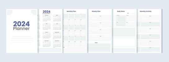 2024 planner, maandelijks, wekelijks en dagelijks planning vector