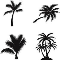 palm boom silhouet in verschillend vorm geven aan. geïsoleerd Aan wit achtergrond. vector illustratie set.