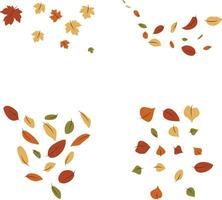 gedaald herfst bladeren icoon Aan wit achtergrond. vector illustratie set.