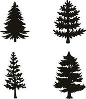 pijnboom boom silhouet met vlak ontwerp. geïsoleerd Aan wit achtergrond. vector illustratie set.