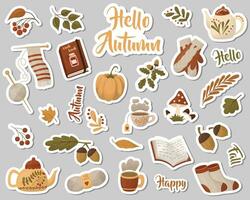 een reeks van herfst stickers. verzameling van herfst elementen. vector illustratie.