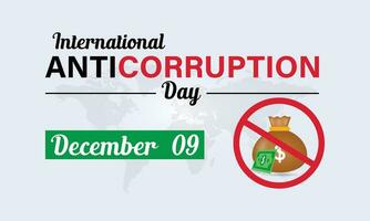 hou op corruptie icoon. Internationale anti corruptie dag. verbod teken. banier, poster, kaart, achtergrond ontwerp. vector