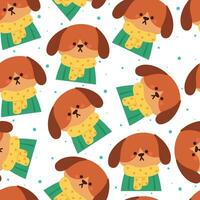 naadloos patroon tekenfilm puppy vervelend trui en geel sjaal. schattig dier behang voor textiel, geschenk inpakken papier vector