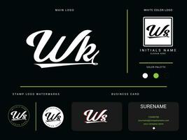 modern wk kleding logo branding, eerste luxe wk logo icoon vector voor uw mode winkel