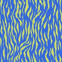 golvend zebra naadloos patroon. abstract hand- getrokken potlood krabbels. blauw en geel dier structuur vector