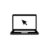eps10 vector laptop Klik cursor zwart en wit icoon illustratie materiaal geïsoleerd Aan wit achtergrond