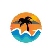de strand en bergen logo ontwerp is heel geschikt voor uw bedrijf vector