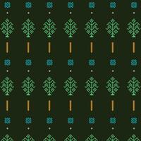 een levendig patroon met bomen in tinten van groen en blauw, herhaald naadloos vector