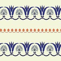 een blauw en wit naadloos grens patronen met oranje accenten vector