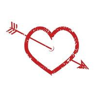 hart en pijl rubber stempel, romantisch vakantie Valentijn dag element. vector illustratie