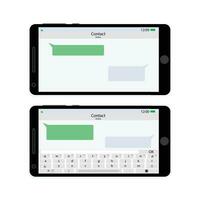 smartphone scherm koppel horizontaal berichten. vector slim Scherm met bericht bubbel en dialoog berichten sms'en illustratie