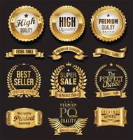 Luxe premium gouden insignes en labels vector