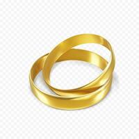 paar van glanzend gouden ringen. ring symbool van liefde en bruiloft. vector illustratie