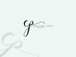 cp logo. handtekening gp brief logo ontwerp. handtekening logo. bedrijf. script. lettertype. handgeschreven pc vector. luxe. pen. g brief vector