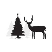 Kerstmis hert silhouet en Kerstmis boom silhouet vector