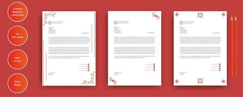 gemakkelijk professioneel zakelijke bedrijf kantoor abstractie creatief schoon minimalistische elegant bedrijf stijl briefhoofd.rood briefpapier, zakelijk voorstel brief, standaard, uniek ontwerp sjabloon. vector