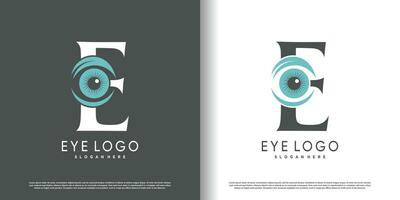 eerste brief e logo ontwerp sjabloon met oog concept premie vector