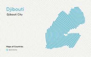 abstract kaart van Djibouti in een cirkel spiraal patroon met een hoofdstad van Djibouti. Afrikaanse set. vector