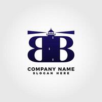 vuurtoren logo blended met eerste brief bb vector