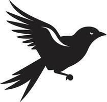 strak vogel silhouet gevederde monochroom embleem vector