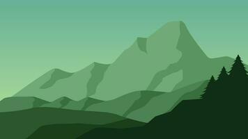 groen berg landschap vector illustratie. silhouet van berg reeks met Doorzichtig lucht. berg landschap voor achtergrond, behang of landen bladzijde