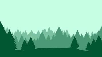 pijnboom Woud landschap vector illustratie. silhouet van naald- landschap in de groen heuvel. pijnboom Woud landschap voor achtergrond, behang of landen bladzijde