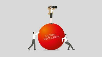 globaal recessie concept. een visie zakenman toepassingen kijker vector